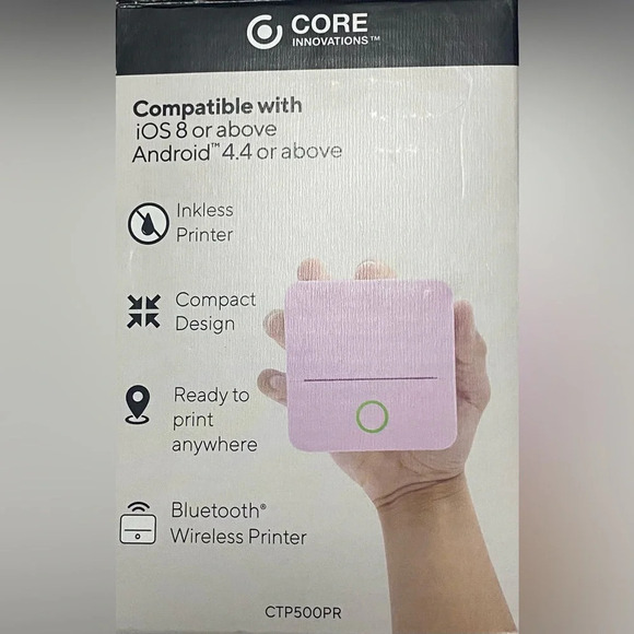 Core Innovations Wireless Mini Portable Thermal Printer Label Maker, Purple, EUC - Picture 6 of 8